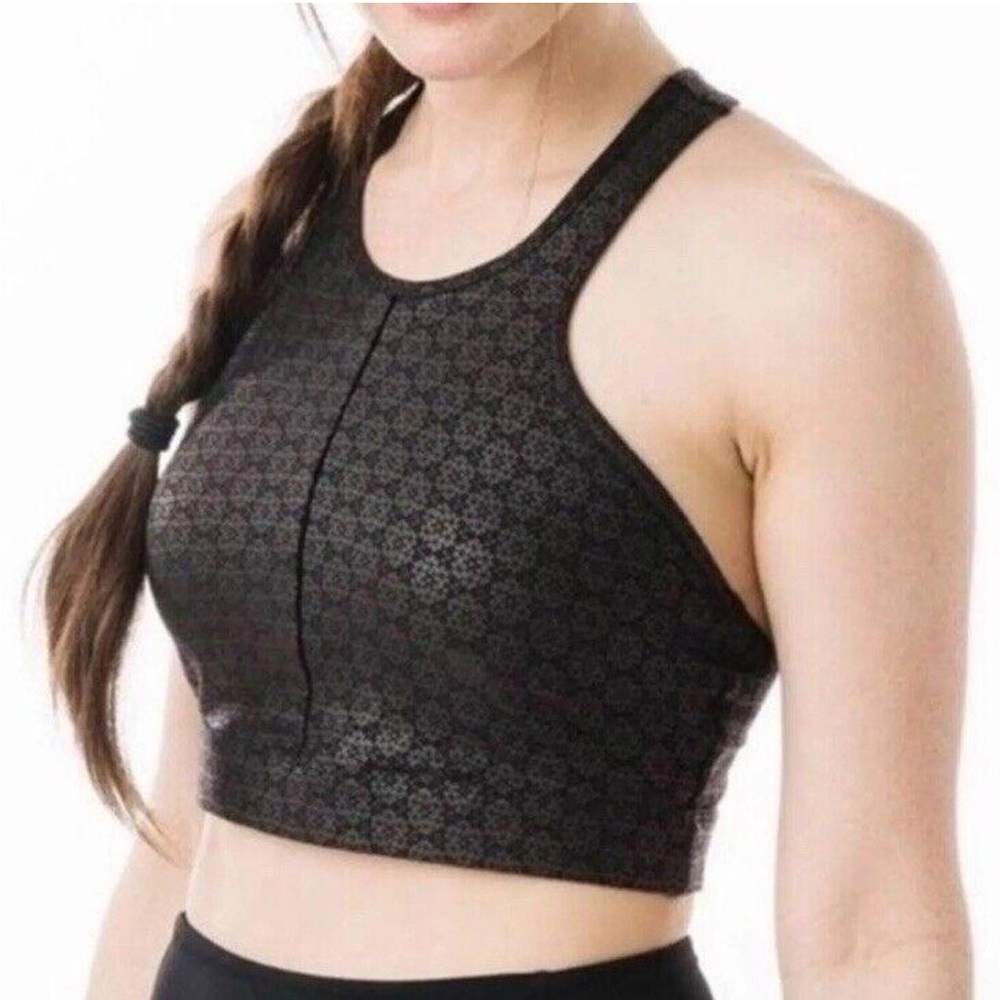 Zyia Flower Power Black Metallic Bra Size Small